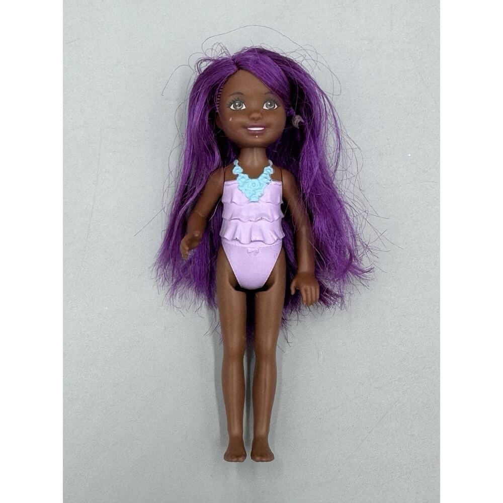 2015 Barbie Dreamtopia Rainbow Cove Chelsea Purple Hair 5"